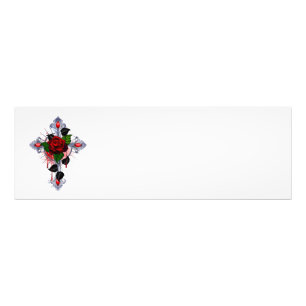 Impression Photo Croix d'argent avec une rose rouge