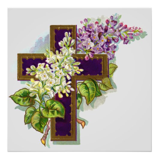 Impression Photo Croix Violette Et Fleurs (Devant)