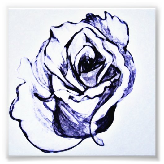 Impression Photo Croquis de fleur de rose à la main (Devant)