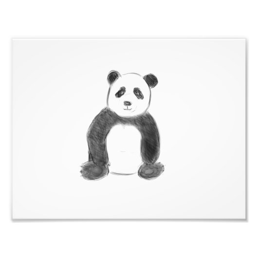 Impression Photo Croquis de panda en noir et blanc (Devant)