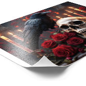 Impression Photo Crow assis sur un crâne (Coin)