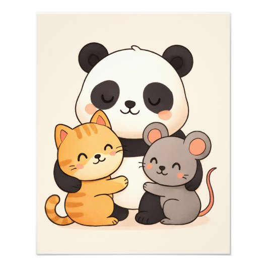 Impression Photo Cuddly Panda and Friends Cute Nursery (Devant)