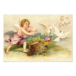 Impression Photo Cupidon Chérubin Ange Colombe Cœur