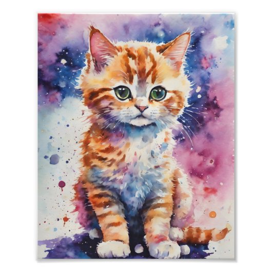 Impression Photo Cute Aquarelle Ginger Kitten (Devant)
