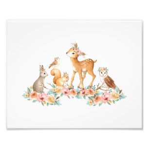 Impression Photo Cute Floral Bois Animaux Girls Nursery Décor