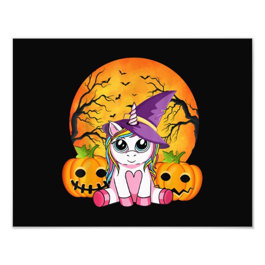 Impression Photo Cute Halloween Girls Witchy Unicorn Halloween (Devant)
