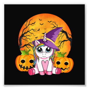 Impression Photo Cute Halloween Girls Witchy Unicorn Halloween