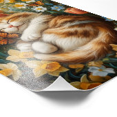 Impression Photo Cute Kitten en Fleurs de Printemps - Jour de Chat (Coin)