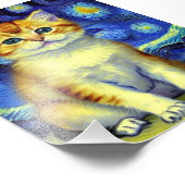 Impression Photo Cute Kitten Starry Night Van Gogh (Coin)