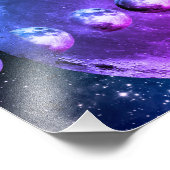 Impression Photo Cute Kitten Sur La Lune Étoiles Lumineuses Univers (Coin)