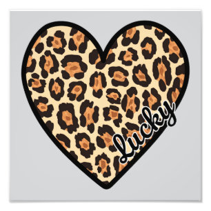 Impression Photo Cute Leopard Heart Saint Valentin cadeau