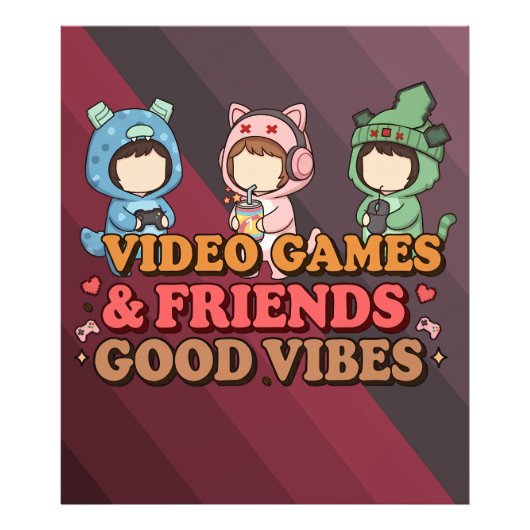 Impression Photo Cute Pixel Gamer Friends Art Piece (Devant)
