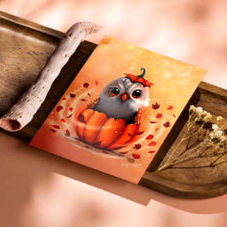 Impression Photo Cute Wildlife Of An Owl's Echo: Autumn's Guardian