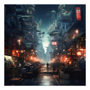 Impression Photo Cyberpunk de nuit futuriste