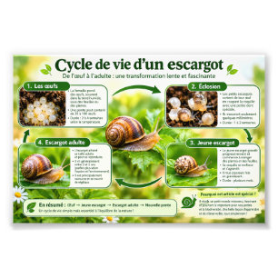 Impression Photo cycle de vie d'un escargot