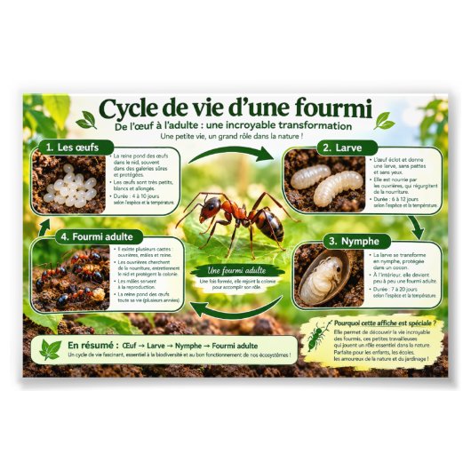 Impression Photo cycle de vie d'une fourmi (Devant)