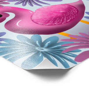 Impression Photo Cygne Rose Fantaisiste : Motif de Rêve Floral Past