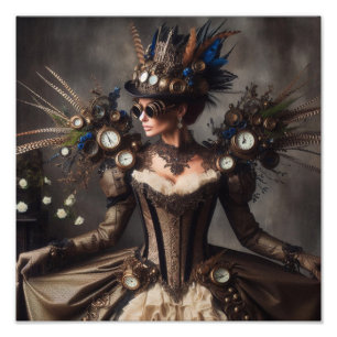 Impression Photo Dame du Temps Mécanique Steampunk Victorien Vintag