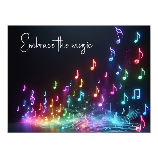 Impression Photo Dancing Neon Musical Notes with Quote (Devant)