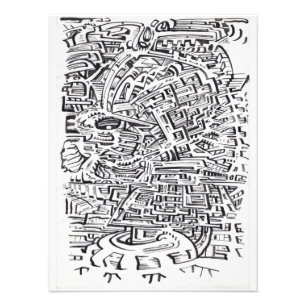 Impression Photo Dans un lieu intermédiaire, dessin à l'encre indie