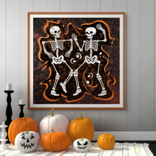 Impression Photo Danser Skeletons Drôle Halloween Maison hantée