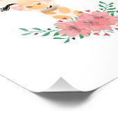 Impression photo de girafe à l'aquarelle avec fleu (Coin)