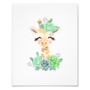 Impression photo de girafe à l'aquarelle avec succ