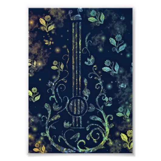 Impression photo de guitare et fleurs (Devant)