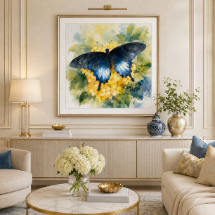 Impression photo de jardin papillon floral jaune b