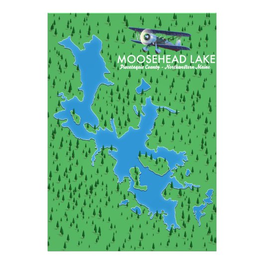 Impression photo de la carte du lac Moosehead, com (Devant)