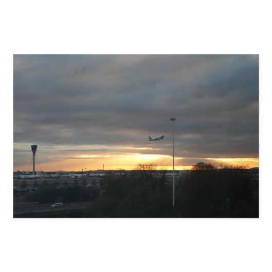 Impression Photo Décollage d'Heathrow au coucher du soleil (Devant)