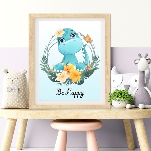 Impression Photo Décoration murale de nurserie d'animaux Be Happy