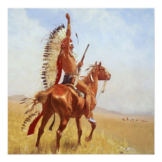 Impression Photo « Défi » Art occidental par Frederic Remington (Devant)