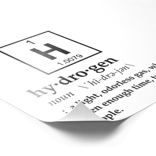 Impression Photo Définition de l'hydrogène (Coin)