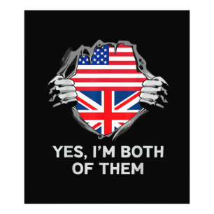 Impression Photo Demi-Américain Moitié Anglais USA Angleterre Drape