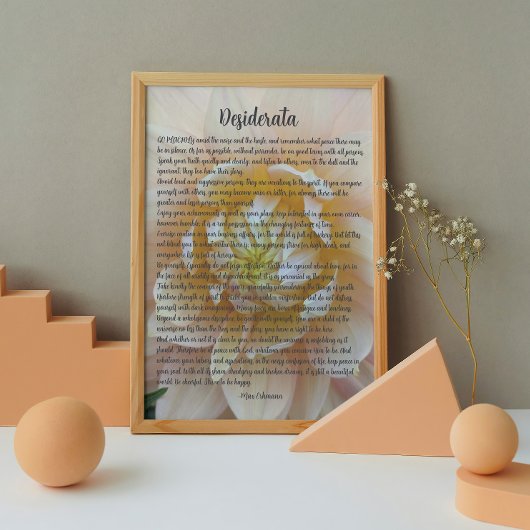 Impression Photo Desiderata Poem Blush Pink Dahlia Bloom