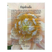 Impression Photo Desiderata Poem Blush Pink Dahlia Bloom (Devant)