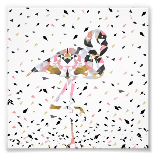 Impression Photo Design abstrait de Flamant rose géométrique mignon (Devant)