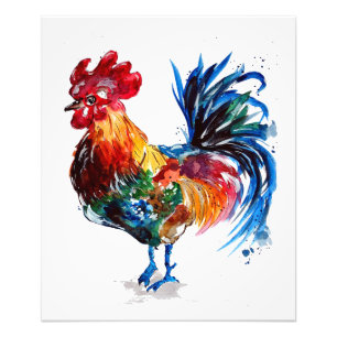 Impression Photo Design d'art de poulet coloré animal   Cadeau spéc
