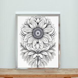 Impression Photo Design floral noir et blanc élégant