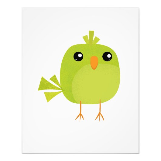 Impression Photo Dessin animé d'oiseau vert (Devant)