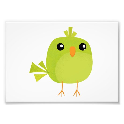 Impression Photo Dessin animé d'oiseau vert (Devant)