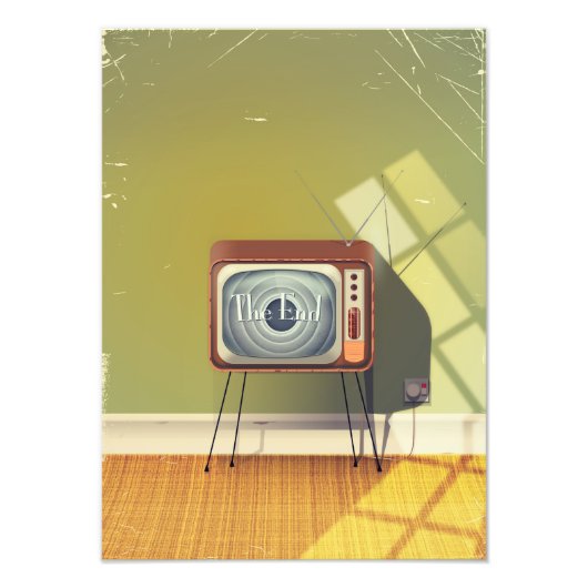 Impression Photo Dessin animé vintage à la télévision (Devant)