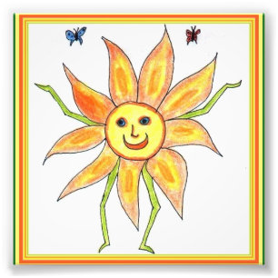 Impression Photo Dessin d'amusement d'enfant de tournesol