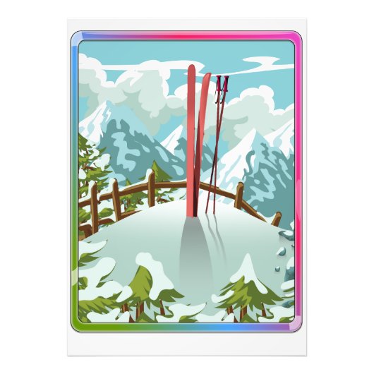 Impression Photo Dessin de paysage de ski (Devant)