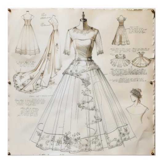 Impression Photo Dessin de robe mariage (Devant)