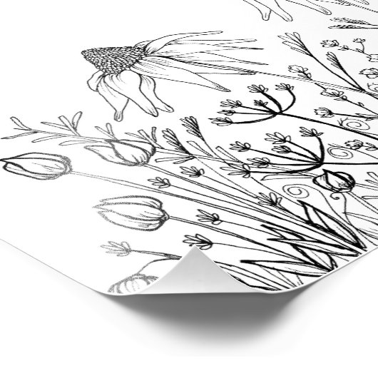 Impression Photo dessin fleur sauvage (Coin)