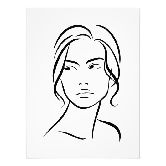 Impression Photo Dessin minimaliste d'une femme abstraite en ligne (Devant)
