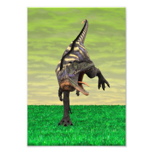 Impression Photo Dessin préhistorique drôle d'Aucasaurus rugissant 