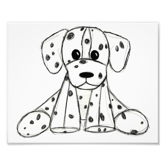 Impression Photo Dessin simple de contour de chien en peluche dalma (Devant)